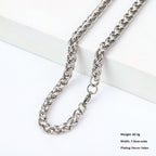 Titanium Steel Wheat Chain Necklace gold-tone on white background view 8