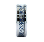 Tungsten Carbide Blue Celtic Ring with blue inlay and silver-tone knotwork view 3