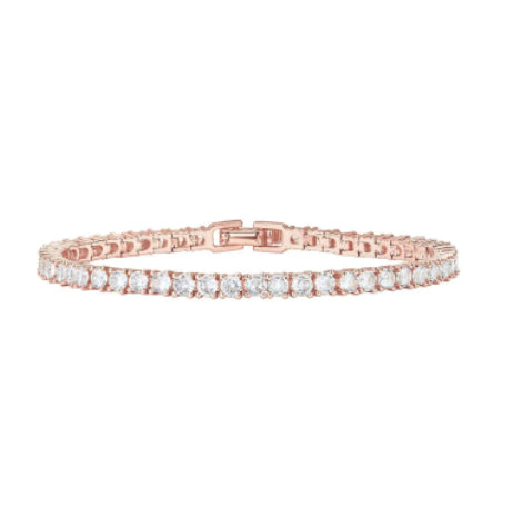 Stainless Steel CZ Tennis Bracelet gold-tone with clear stones view 3