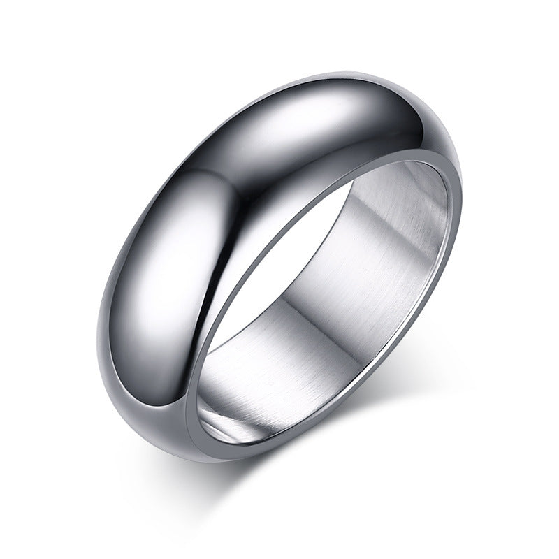 Titanium Steel Dome Band Ring in silver finish