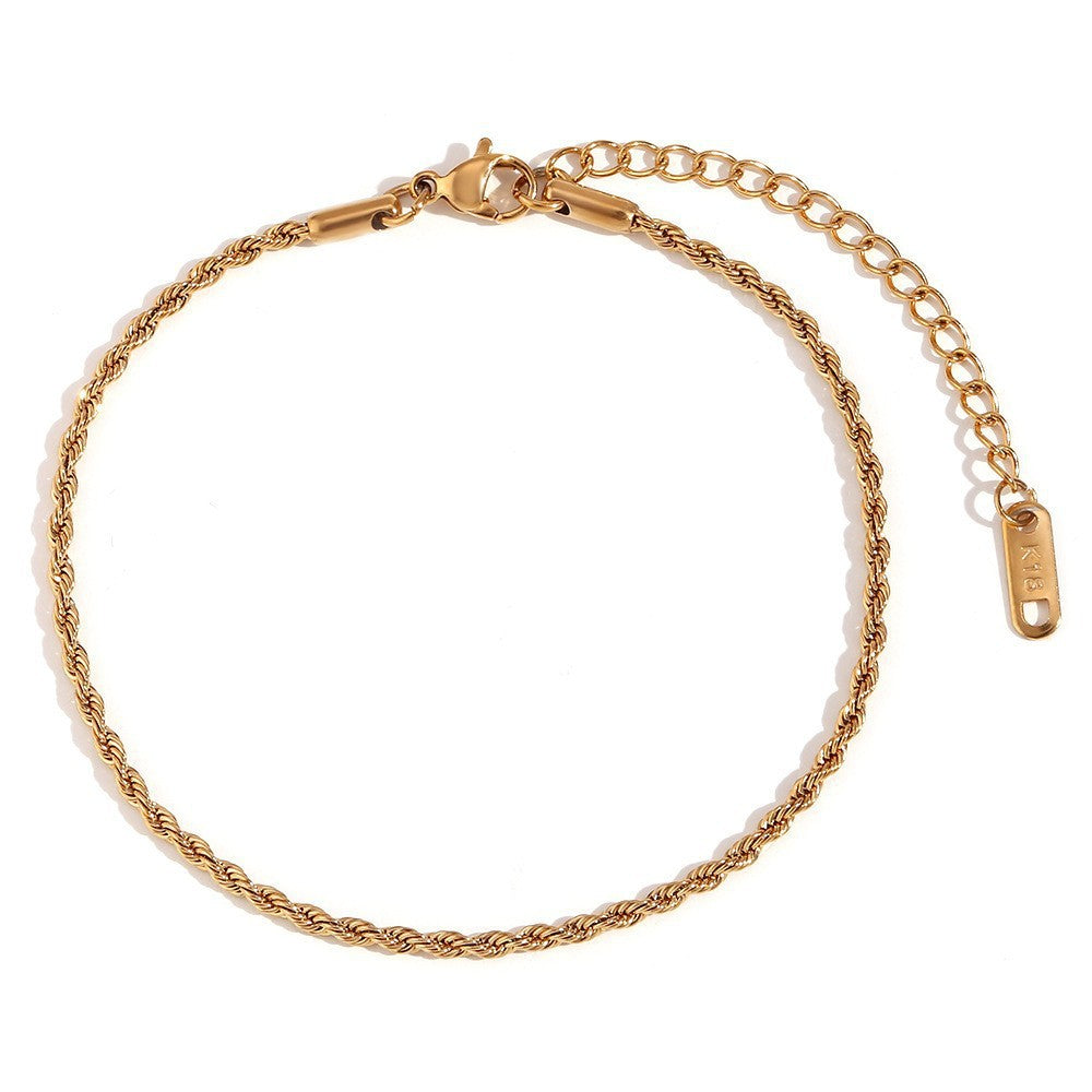 Stainless Steel Rope Chain Bracelet, gold-tone, product shot