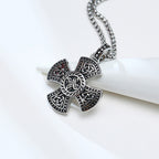 Viking Cross Knotwork Pendant Necklace, front and back view 3