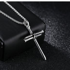 Nail Cross Pendant Necklace in black, gold-tone, and silver-tone view 4