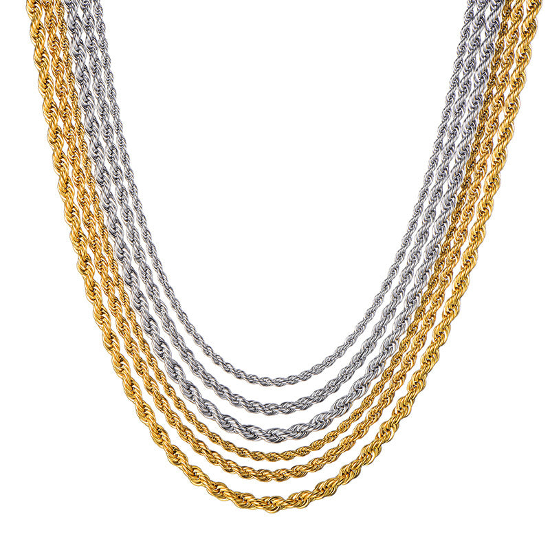 Stainless Steel Rope Chain Options - gold and silver necklaces view 2