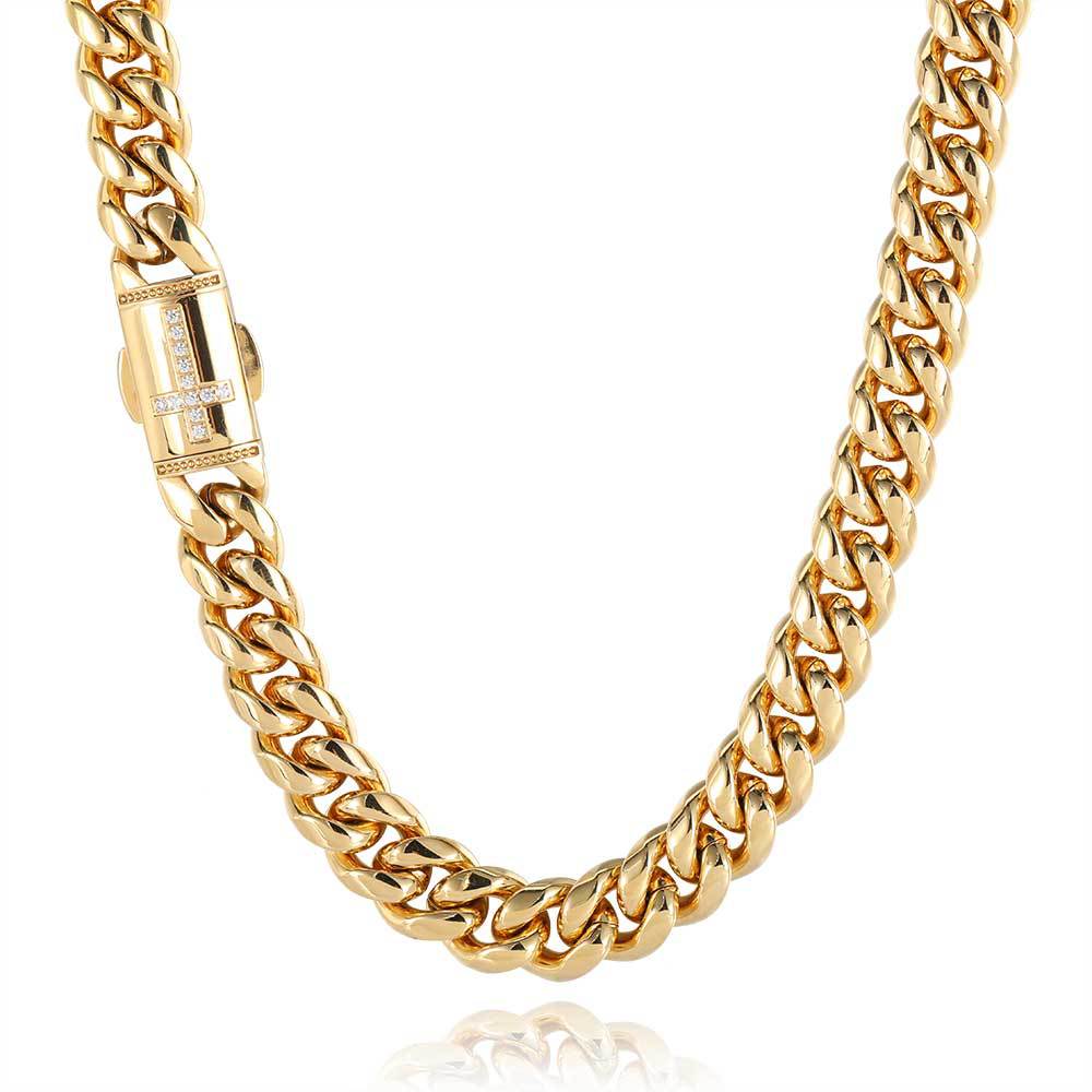 The Zircon Clasp Cuban Chain in Stainless Steel, view 7