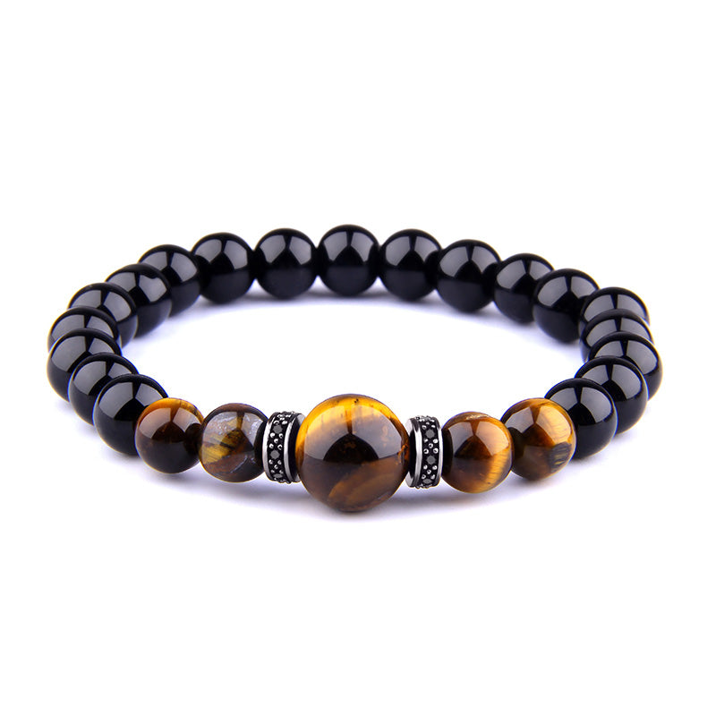 The Tiger Eye Bead Bracelet with Pave Accents, view 7