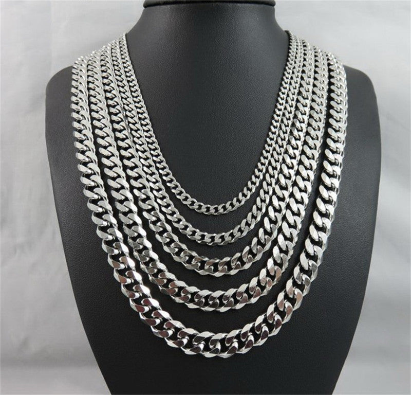 Titanium Steel Cuban Link Chain in silver finish