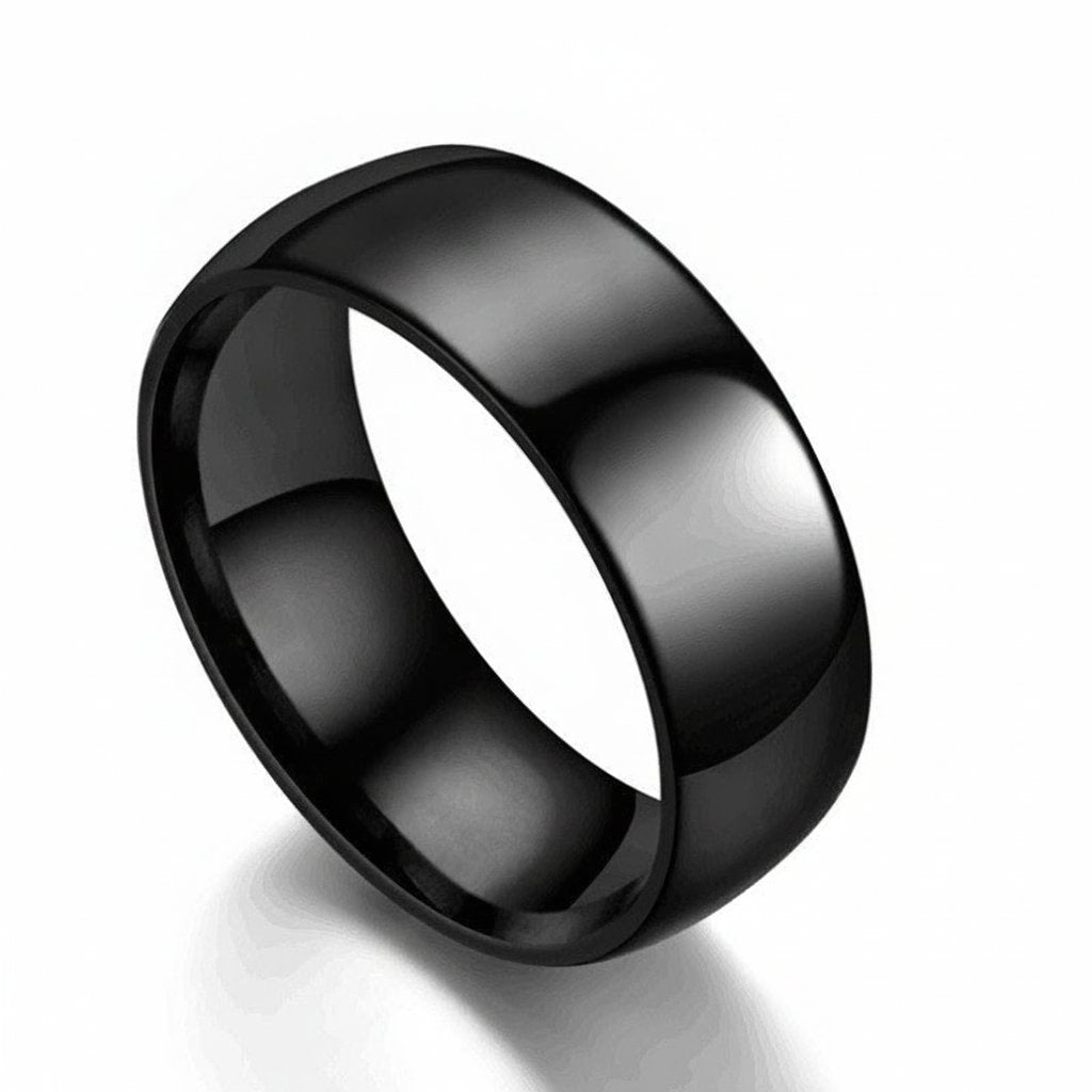 Domed Stainless Steel Band Ring, polished silver view 6