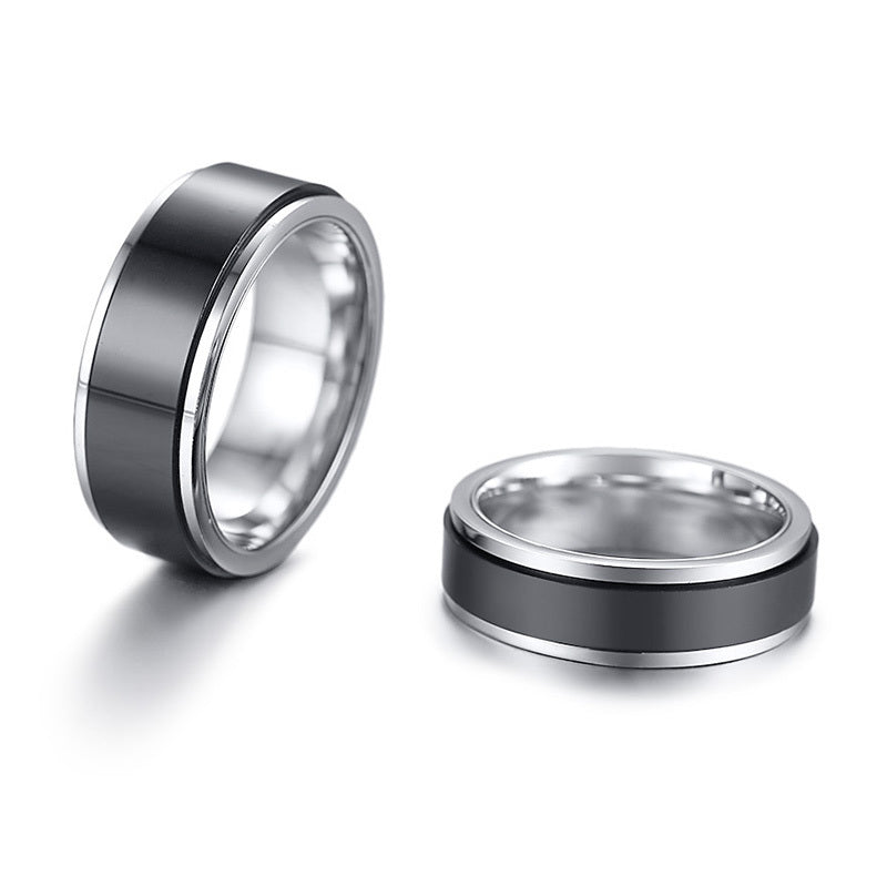 Two-Tone Spinner Stainless Steel Ring on white background