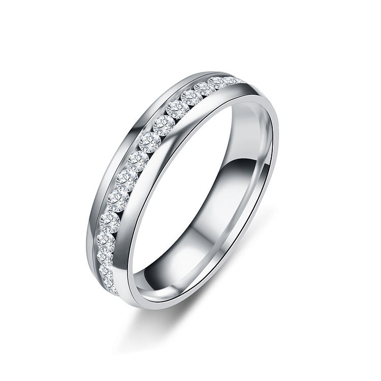 Titanium Steel Cubic Zirconia Band Ring in gold-tone finish view 3