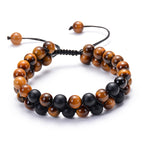 Tiger Eye Agate Bead Adjustable Bracelet - stone beads, macrame closure view 8