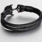 Braided Leather Anchor Bracelet with silver-tone clasp view 4