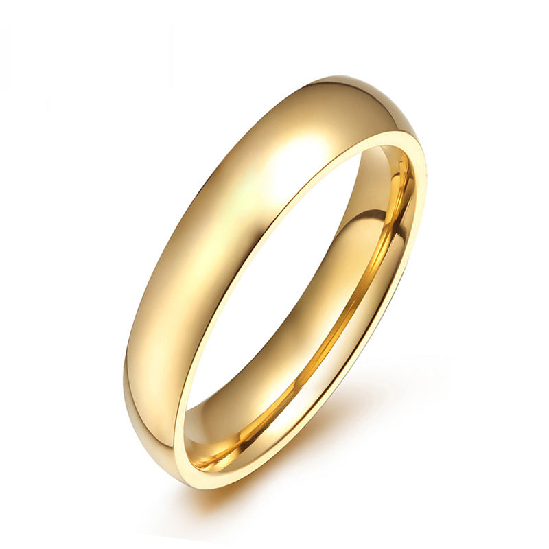Gold-Tone Domed Stainless Steel Band Ring on black surface view 7