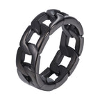 Cuban Link Stainless Steel Ring silver finish view 3
