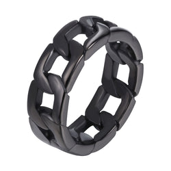 Cuban Link Stainless Steel Ring silver finish view 3