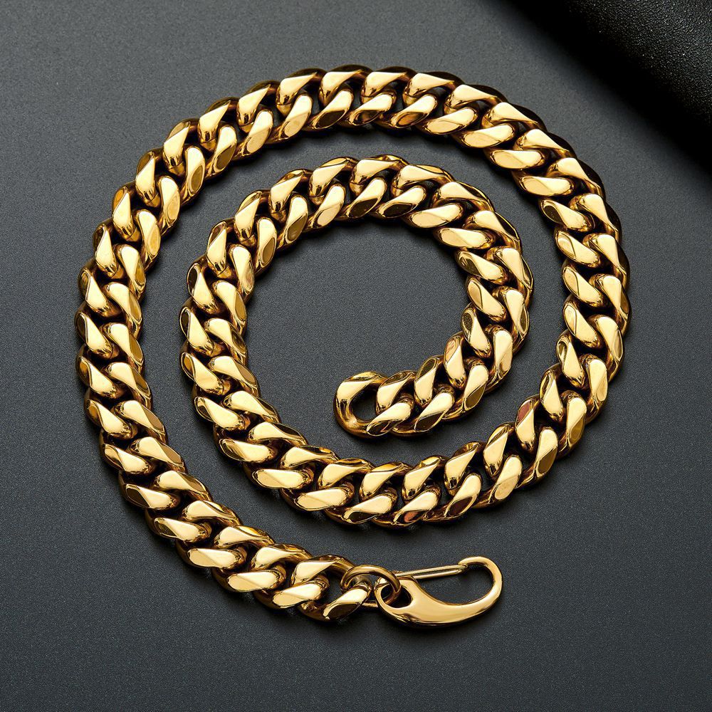 The 14mm Gold-Tone Cuban Chain in Stainless Steel, view 6