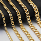 3-9mm Stainless Steel Curb Link Chain in silver, gold, and black finishes view 4