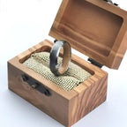 Matte Tungsten Carbide Wood Inlay Band, silver-tone, wood texture view 4