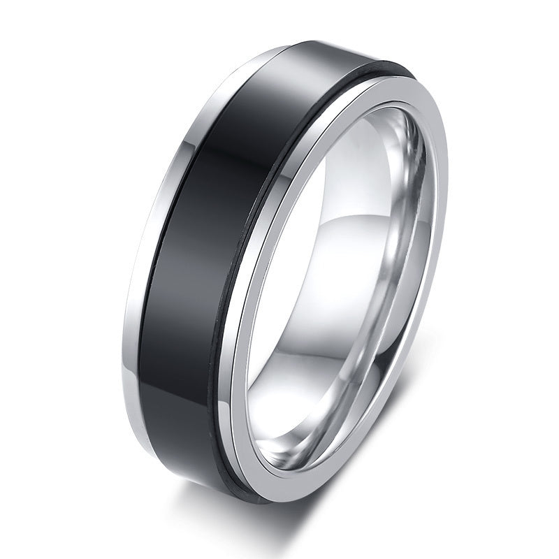 Two-Tone Spinner Stainless Steel Ring on white background view 5