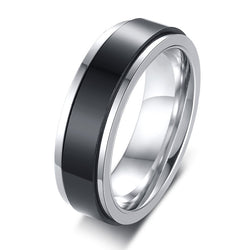 Two-Tone Spinner Stainless Steel Ring on white background view 5