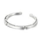 Geometric Link Cuff Bracelet, silver finish