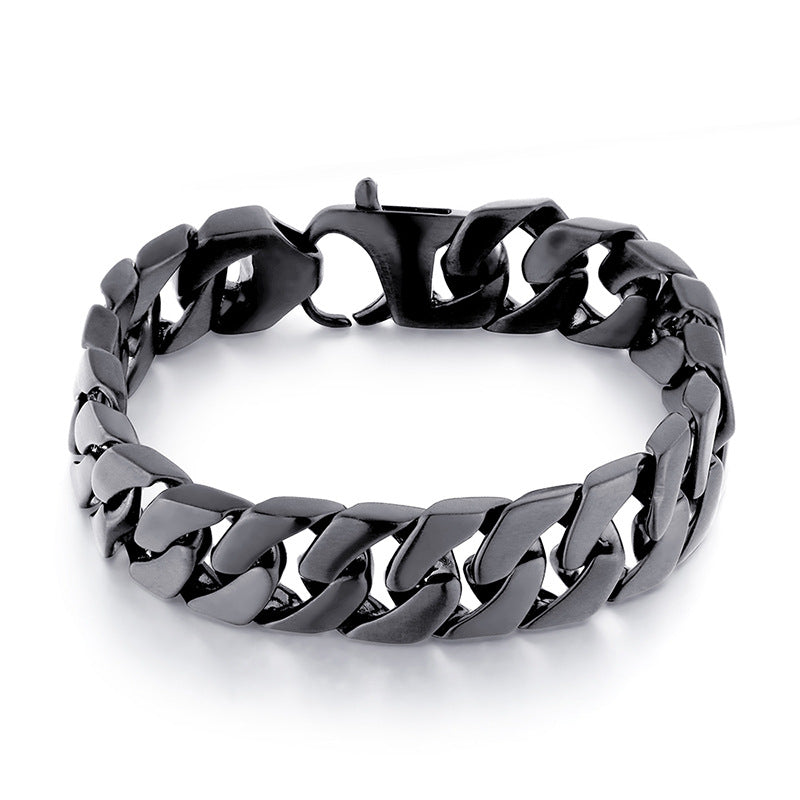 10mm Titanium Steel Cuban Link Bracelet in silver finish view 3