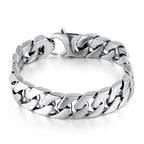 10mm Titanium Steel Cuban Link Bracelet in silver finish