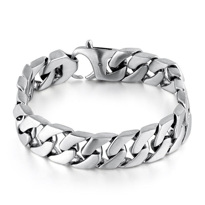 10mm Titanium Steel Cuban Link Bracelet in silver finish