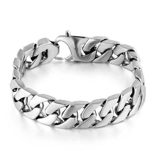 10mm Titanium Steel Cuban Link Bracelet in silver finish