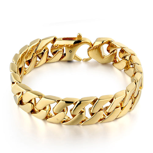 10mm Titanium Steel Cuban Link Bracelet in silver finish view 2