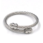 Stainless Steel Twisted Cable Bracelet, silver finish