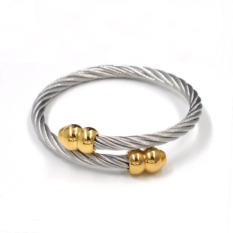 Stainless Steel Twisted Cable Bracelet, silver finish view 2