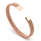 Titanium Steel Mesh Cuff Bracelet - Silver finish view 3
