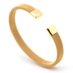 Titanium Steel Mesh Cuff Bracelet - Silver finish view 5