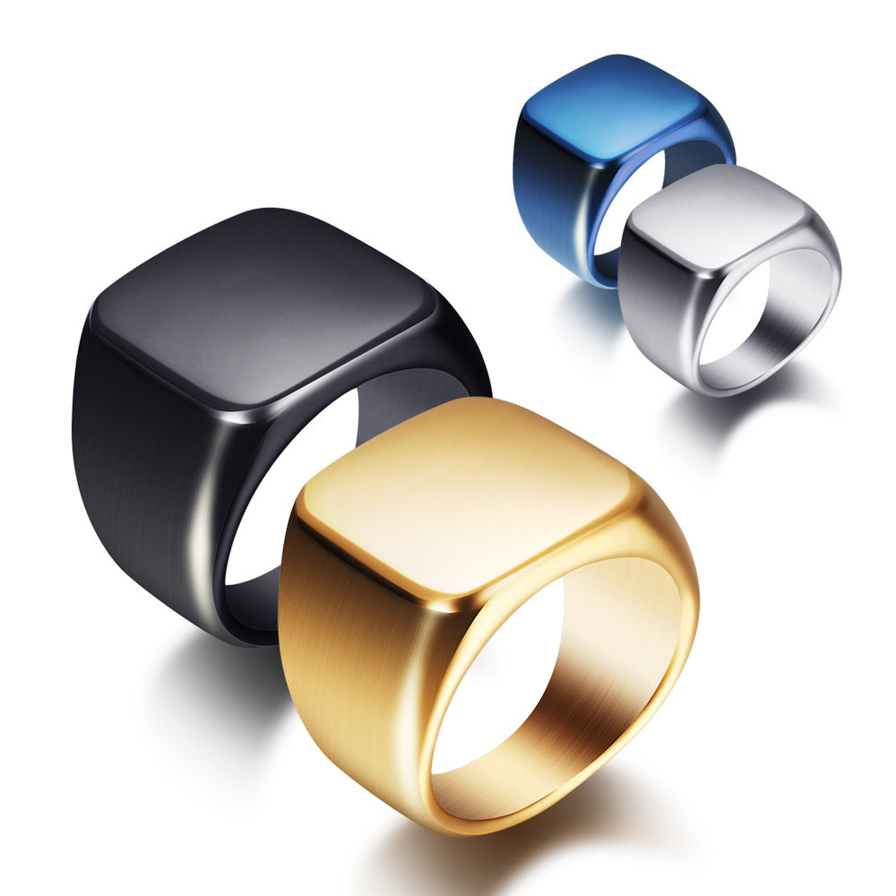 The Atlas Signet Ring in Stainless Steel, view 2