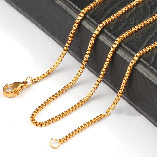 1.5mm Box Chain Necklace silver finish view 2