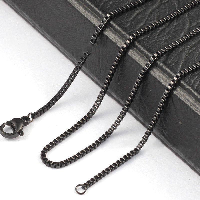 1.5mm Box Chain Necklace silver finish view 3