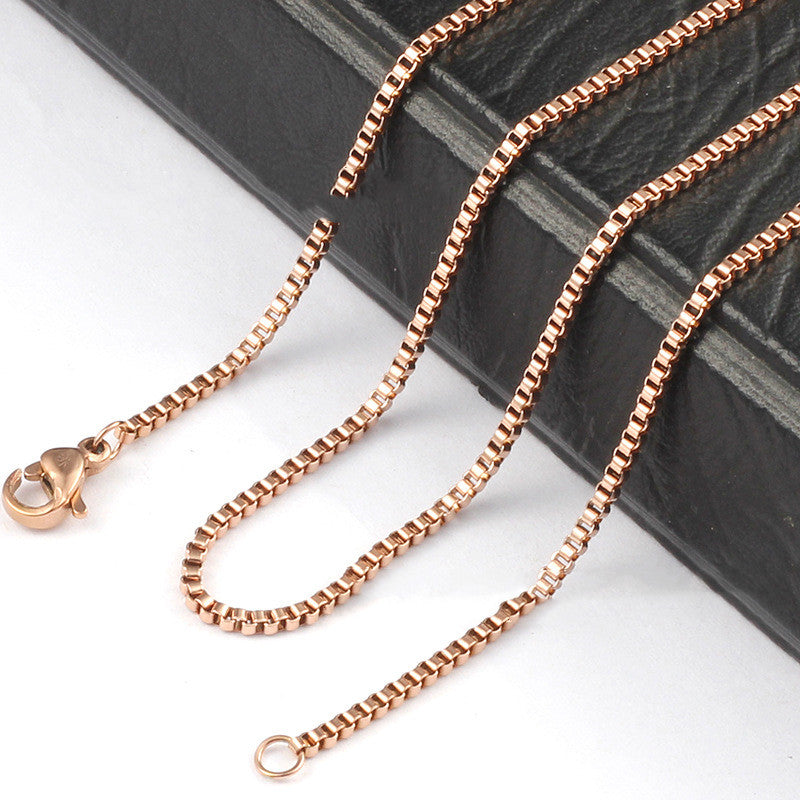 1.5mm Box Chain Necklace silver finish view 4