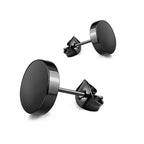 The Flat Disc Stud Earrings in Titanium Steel, view 4
