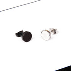 The Flat Disc Stud Earrings in Titanium Steel, view 2
