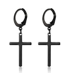 Stainless Steel Cross Dangle Earring black finish view 4