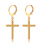 Stainless Steel Cross Dangle Earring black finish view 6