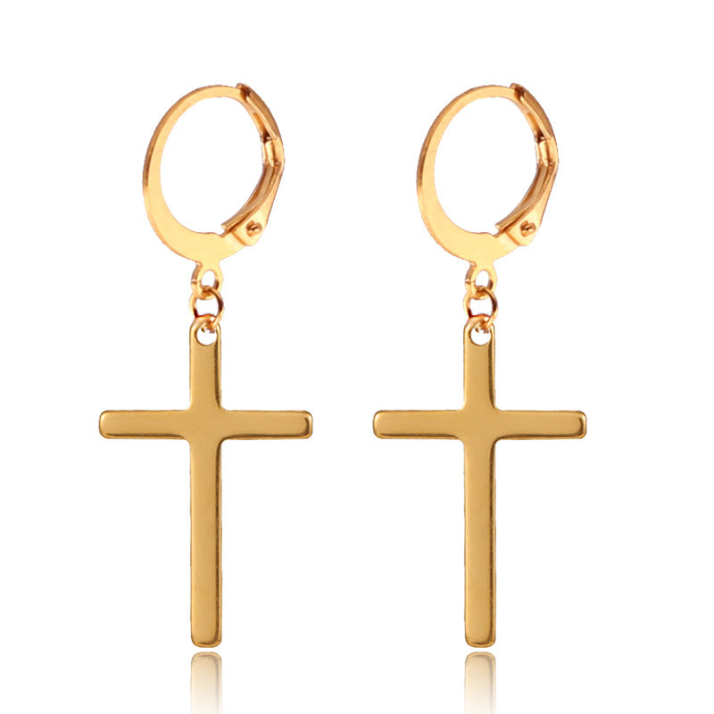 Stainless Steel Cross Dangle Earring black finish view 6