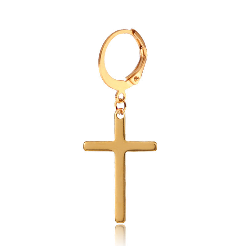 Stainless Steel Cross Dangle Earring black finish view 3