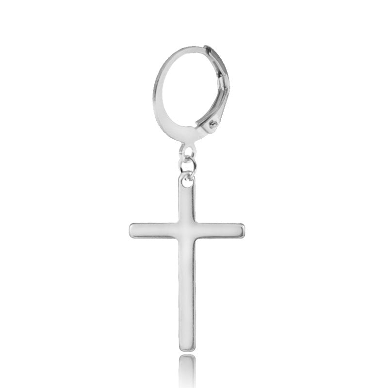 Stainless Steel Cross Dangle Earring black finish view 2