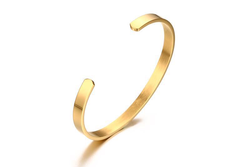 Stainless Steel Minimalist Cuff Bracelet in gold-tone