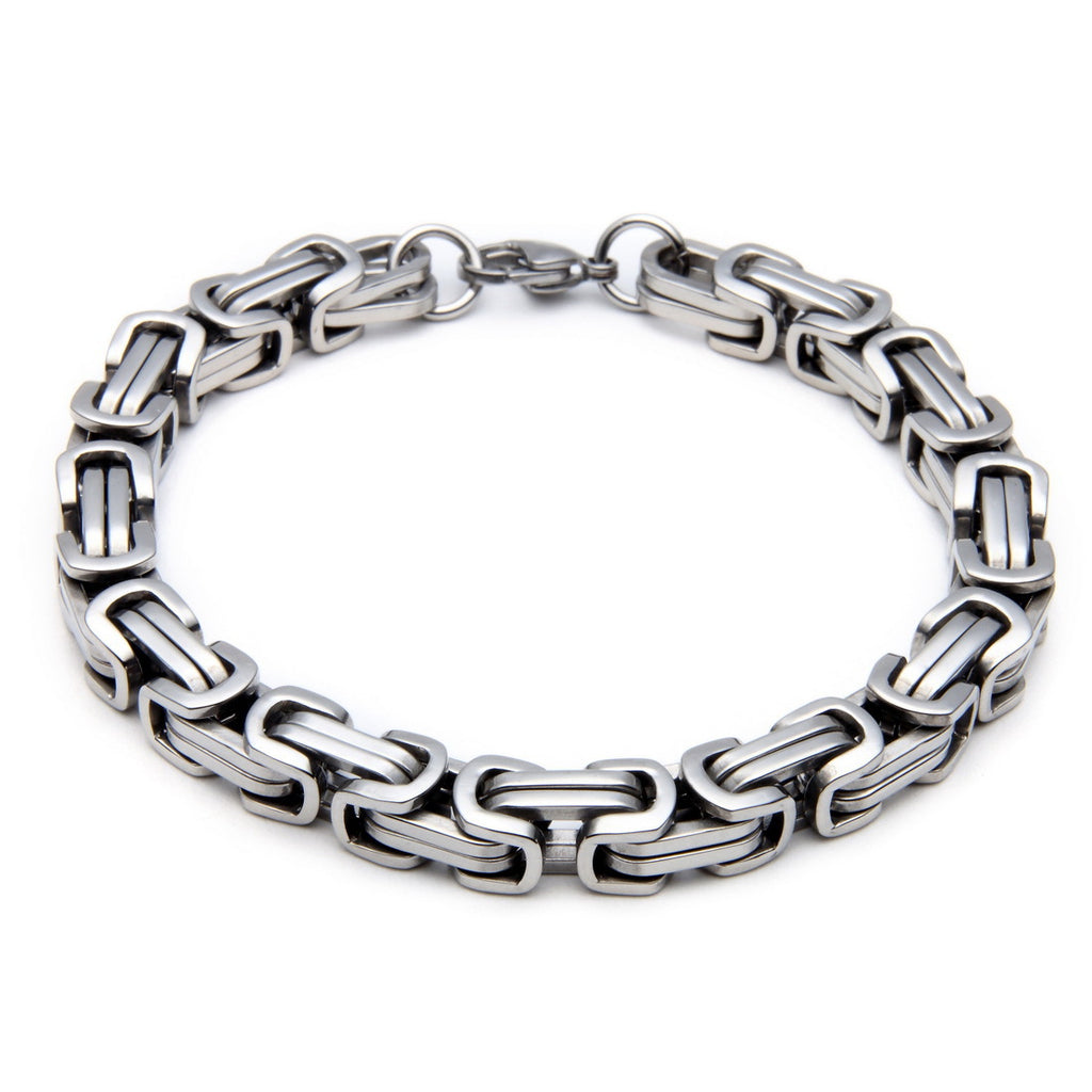 8mm Byzantine Link Chain and Bracelet Set - stainless steel, silver-tone view 4
