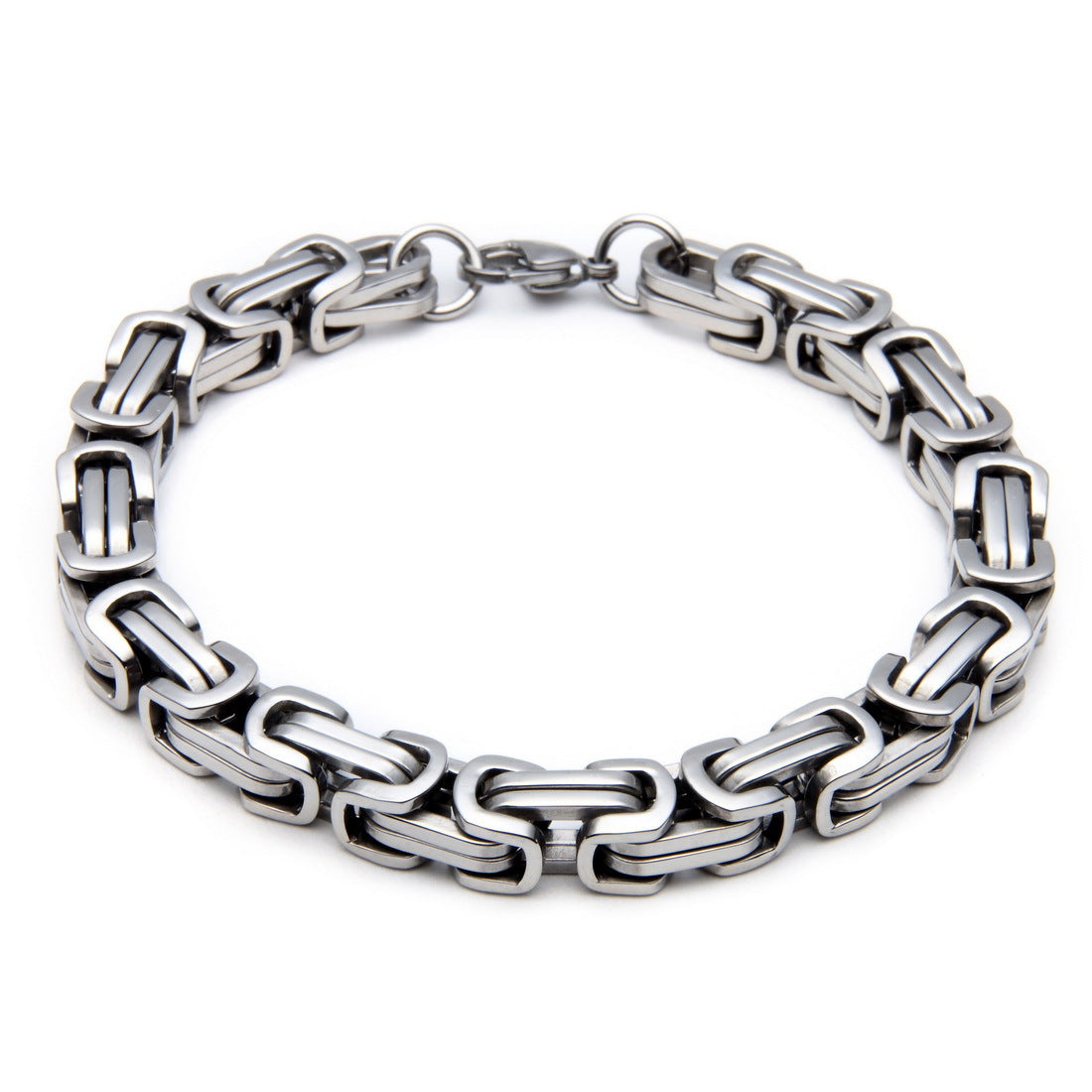 8mm Byzantine Link Chain and Bracelet Set - stainless steel, silver-tone view 4