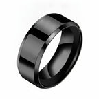 Stainless Steel Beveled Edge Band Ring in silver-tone view 5