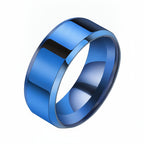 Stainless Steel Beveled Edge Band Ring in silver-tone view 2